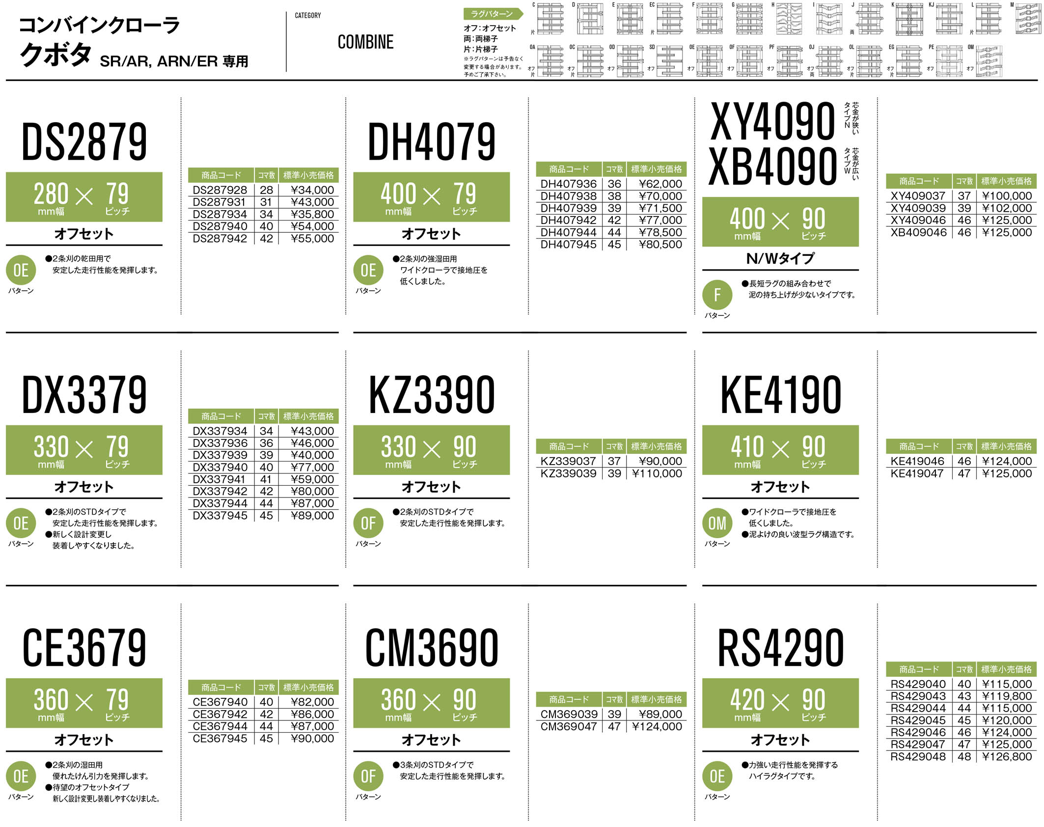 34861円 8周年記念イベントが 東日興産 クボタコンバイン用ゴムクローラー SR14 G1-407942DH 400x79x42 1本